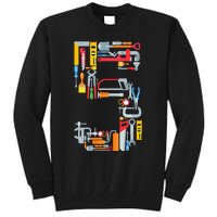 5th Birthday Construction Theme Building Tools 5 Year Old Tall Sweatshirt