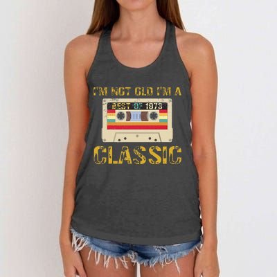 50 Birthday Decorations Best Of 1973 BDay 50th Birthday Women's Knotted Racerback Tank