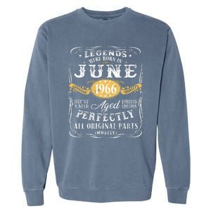 57th Birthday Decoration Legends Were Born In June 1966 Garment-Dyed Sweatshirt