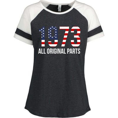 50th Birthday Design – 1973 Us America Flag Gift Enza Ladies Jersey Colorblock Tee