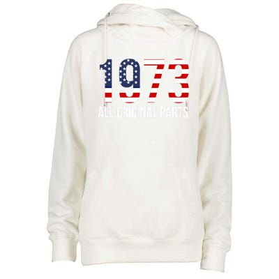 50th Birthday Design – 1973 Us America Flag Gift Womens Funnel Neck Pullover Hood