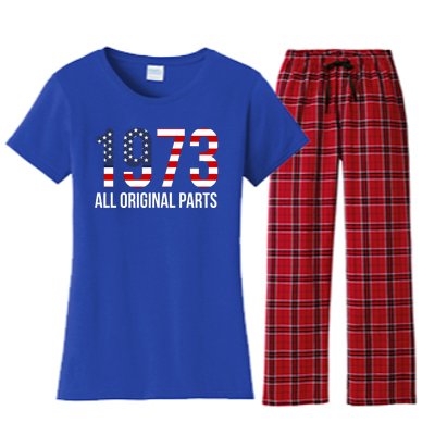 50th Birthday Design – 1973 Us America Flag Gift Women's Flannel Pajama Set