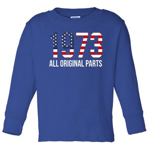 50th Birthday Design – 1973 Us America Flag Gift Toddler Long Sleeve Shirt