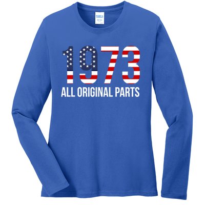 50th Birthday Design – 1973 Us America Flag Gift Ladies Long Sleeve Shirt