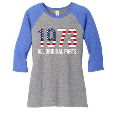 50th Birthday Design – 1973 Us America Flag Gift Women's Tri-Blend 3/4-Sleeve Raglan Shirt