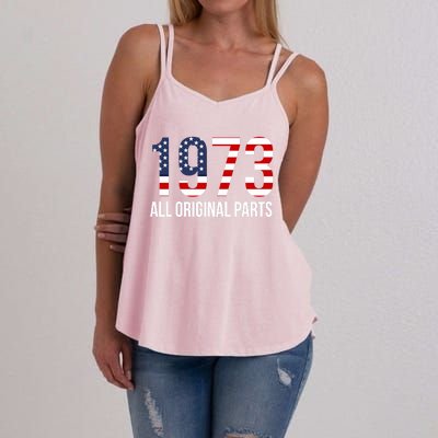 50th Birthday Design – 1973 Us America Flag Gift Women's Strappy Tank