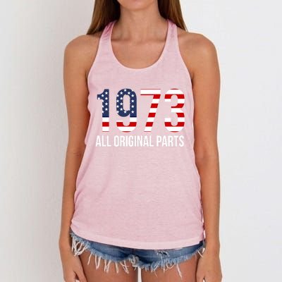 50th Birthday Design – 1973 Us America Flag Gift Women's Knotted Racerback Tank