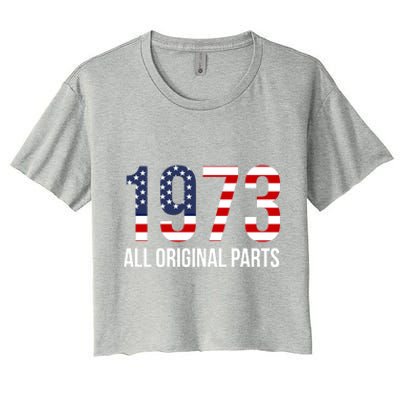 50th Birthday Design – 1973 Us America Flag Gift Women's Crop Top Tee