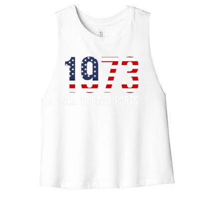 50th Birthday Design – 1973 Us America Flag Gift Women's Racerback Cropped Tank