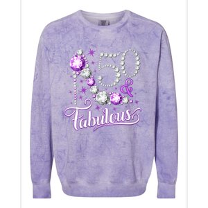 50th Birthday Design. 50 & Fabulous W.O.M.E.N Ladies Colorblast Crewneck Sweatshirt