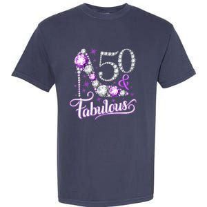 50th Birthday Design. 50 & Fabulous W.O.M.E.N Ladies Garment-Dyed Heavyweight T-Shirt