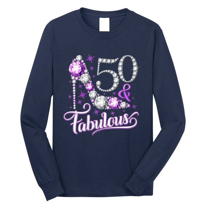 50th Birthday Design. 50 & Fabulous W.O.M.E.N Ladies Long Sleeve Shirt