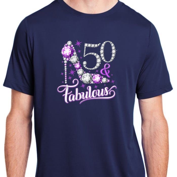 50th Birthday Design. 50 & Fabulous W.O.M.E.N Ladies Adult ChromaSoft Performance T-Shirt