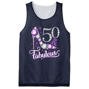 50th Birthday Design. 50 & Fabulous W.O.M.E.N Ladies Mesh Reversible Basketball Jersey Tank