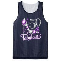 50th Birthday Design. 50 & Fabulous W.O.M.E.N Ladies Mesh Reversible Basketball Jersey Tank