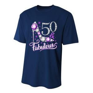 50th Birthday Design. 50 & Fabulous W.O.M.E.N Ladies Performance Sprint T-Shirt