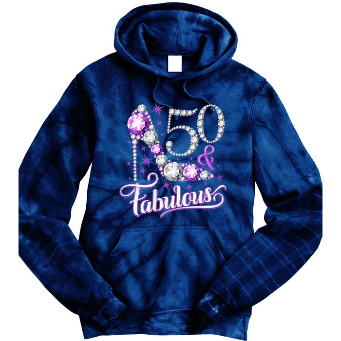 50th Birthday Design. 50 & Fabulous W.O.M.E.N Ladies Tie Dye Hoodie