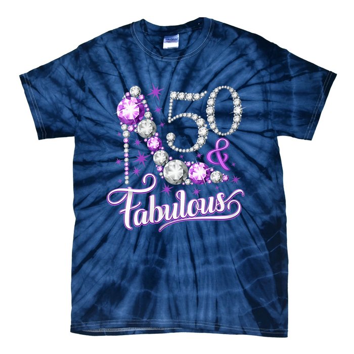 50th Birthday Design. 50 & Fabulous W.O.M.E.N Ladies Tie-Dye T-Shirt