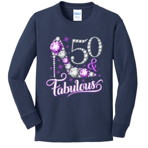 50th Birthday Design. 50 & Fabulous W.O.M.E.N Ladies Kids Long Sleeve Shirt