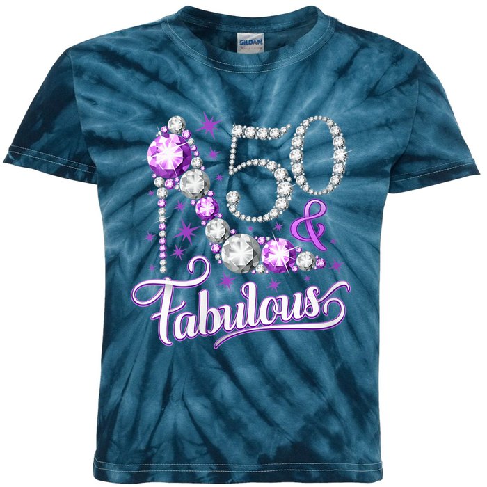 50th Birthday Design. 50 & Fabulous W.O.M.E.N Ladies Kids Tie-Dye T-Shirt