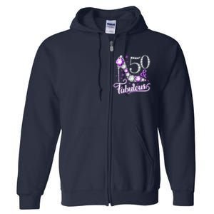 50th Birthday Design. 50 & Fabulous W.O.M.E.N Ladies Full Zip Hoodie