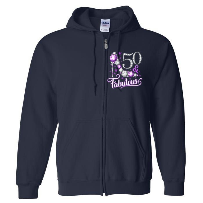 50th Birthday Design. 50 & Fabulous W.O.M.E.N Ladies Full Zip Hoodie