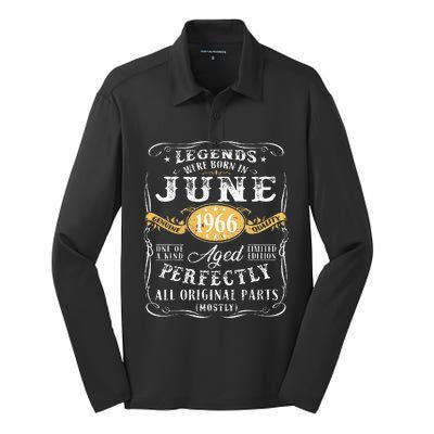 57th Birthday Decoration Legends Were Born In June 1966 Silk Touch Performance Long Sleeve Polo