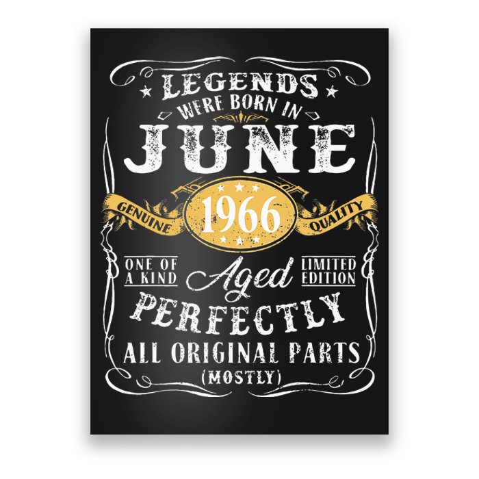 57th Birthday Decoration Legends Were Born In June 1966 Poster