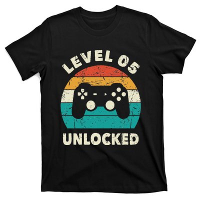 5th Birthday Decoration Gift Level 5 Unlocked Video Gamer T-Shirt