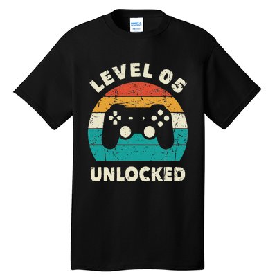 5th Birthday Decoration Gift Level 5 Unlocked Video Gamer Tall T-Shirt