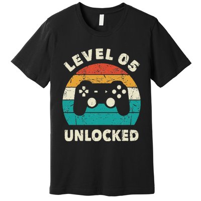 5th Birthday Decoration Gift Level 5 Unlocked Video Gamer Premium T-Shirt