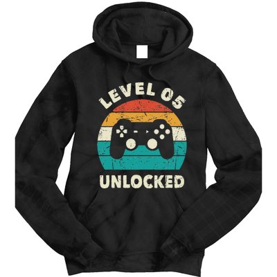 5th Birthday Decoration Gift Level 5 Unlocked Video Gamer Tie Dye Hoodie