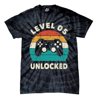 5th Birthday Decoration Gift Level 5 Unlocked Video Gamer Tie-Dye T-Shirt