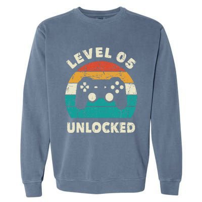 5th Birthday Decoration Gift Level 5 Unlocked Video Gamer Garment-Dyed Sweatshirt