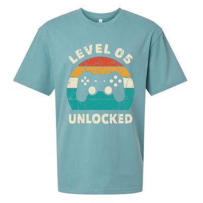 5th Birthday Decoration Gift Level 5 Unlocked Video Gamer Sueded Cloud Jersey T-Shirt