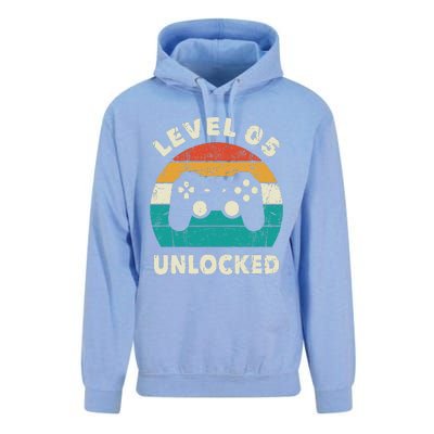 5th Birthday Decoration Gift Level 5 Unlocked Video Gamer Unisex Surf Hoodie