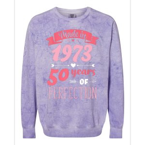 50 Birthday Decorations Women Female 50th BDay 1973 Birthday Colorblast Crewneck Sweatshirt