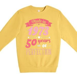 50 Birthday Decorations Women Female 50th BDay 1973 Birthday Premium Crewneck Sweatshirt