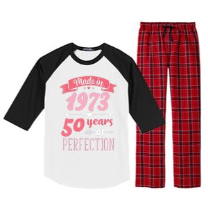 50 Birthday Decorations Women Female 50th BDay 1973 Birthday Raglan Sleeve Pajama Set