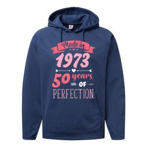 50 Birthday Decorations Women Female 50th BDay 1973 Birthday Performance Fleece Hoodie