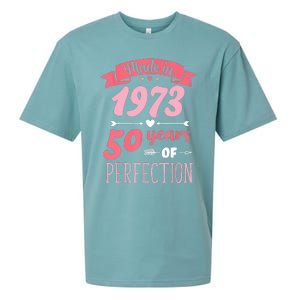 50 Birthday Decorations Women Female 50th BDay 1973 Birthday Sueded Cloud Jersey T-Shirt