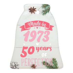 50 Birthday Decorations Women Female 50th BDay 1973 Birthday Ceramic Bell Ornament