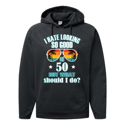 50 Birthday For Men Women 50th Anniversary For Him Her Performance Fleece Hoodie