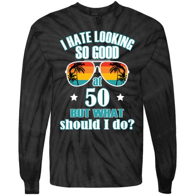 50 Birthday For Men Women 50th Anniversary For Him Her Tie-Dye Long Sleeve Shirt