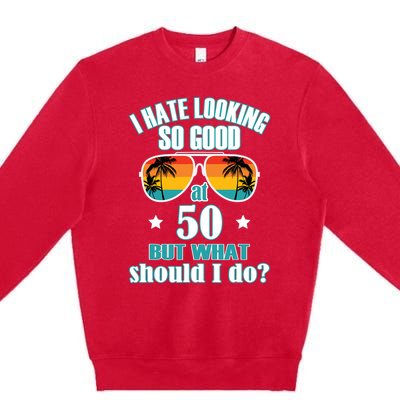 50 Birthday For Men Women 50th Anniversary For Him Her Premium Crewneck Sweatshirt