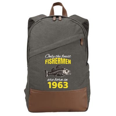 59th Birthday Fishermen Are Born In 1963 Funny Fishing Cotton Canvas Backpack