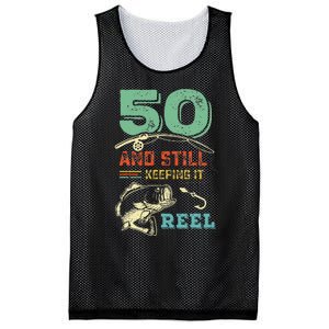 50th Birthday Fishing Turning 50 Fisherman Pun Gift Mesh Reversible Basketball Jersey Tank