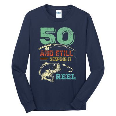 50th Birthday Fishing Turning 50 Fisherman Pun Gift Tall Long Sleeve T-Shirt