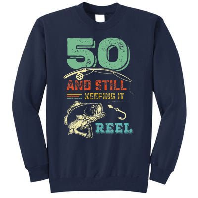 50th Birthday Fishing Turning 50 Fisherman Pun Gift Tall Sweatshirt