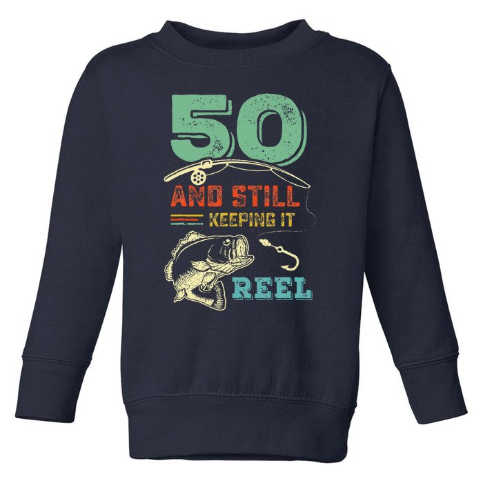 50th Birthday Fishing Turning 50 Fisherman Pun Gift Toddler Sweatshirt